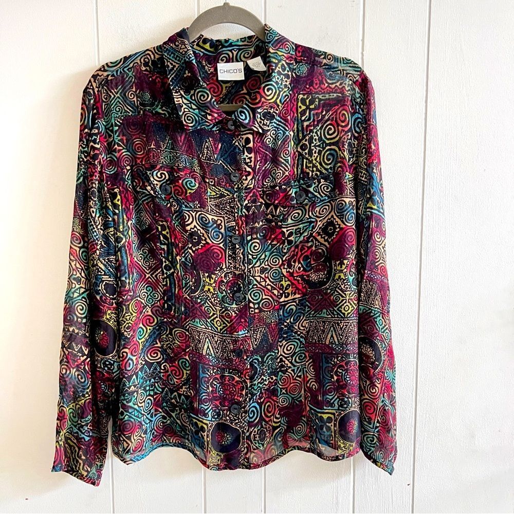 Vintage Chico's Silk Button Down Blouse